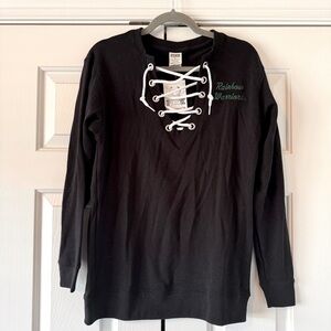 NWT Victoria's Secret Pink Black Hawaii Rainbow Warriors Sweatshirt, XS